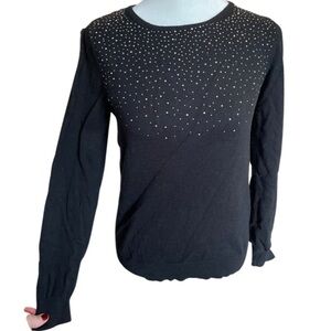 Worthington black cardigan sweater with rhinestone detail S